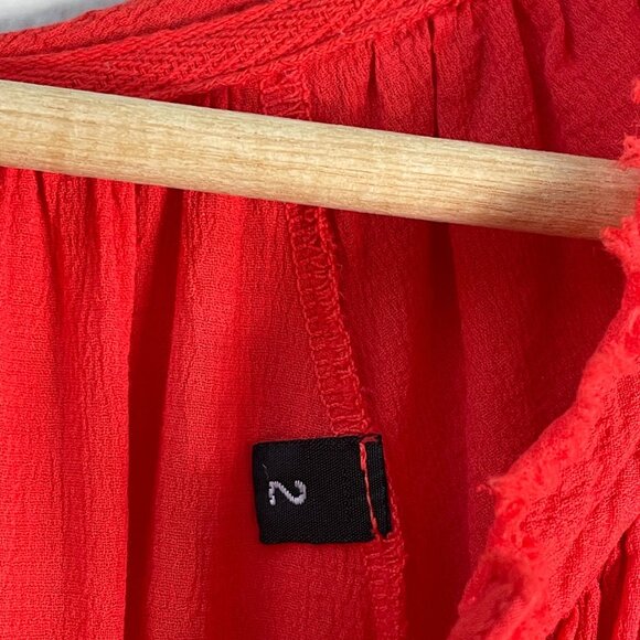 9seed Maxi Dress Womens Size 2 Majora Long Sleeve Dahila Front Neck Tie Tiered - Picture 9 of 16